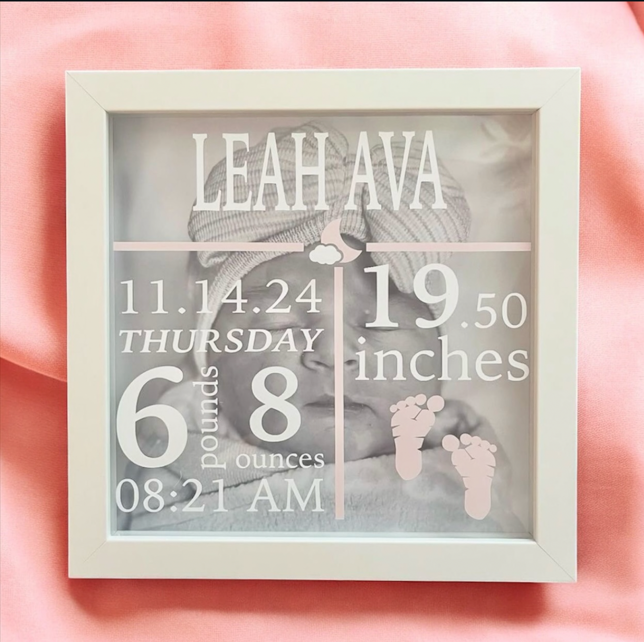 Birth Stats Vinyl Frame